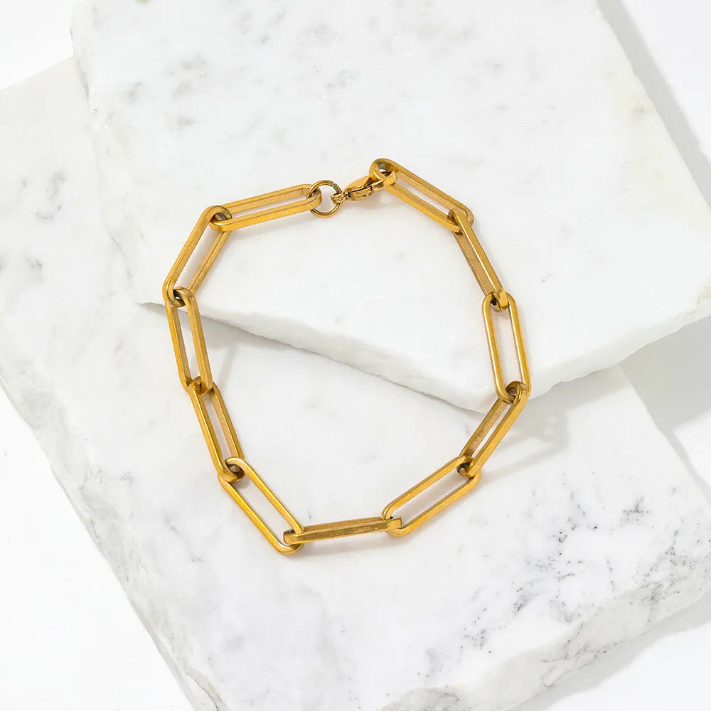 Paper Clip Adjustable 18K Gold Plated Bracelet