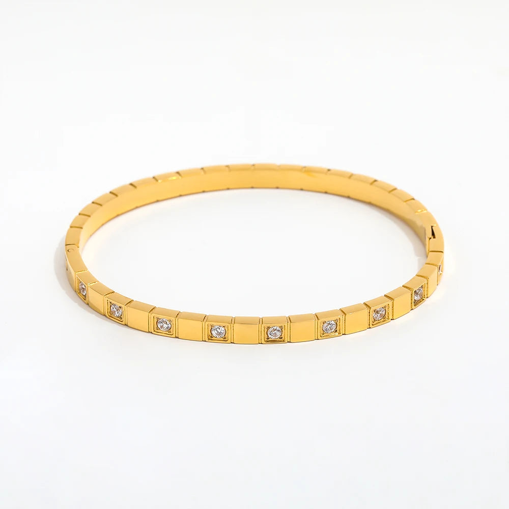 CZ 18K Gold Plated Bangle Bracelet