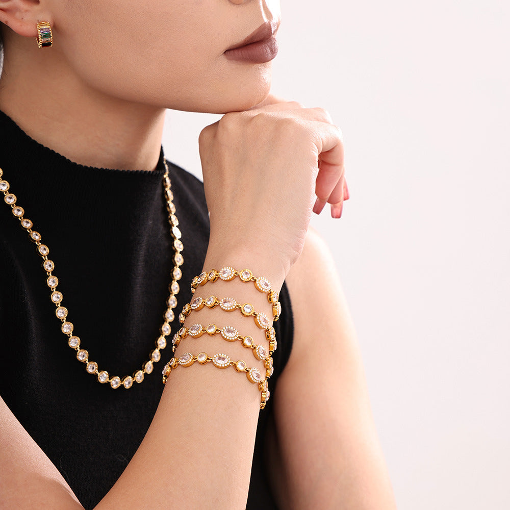 CZ Pave Chain Bracelet | 18K Gold Plated