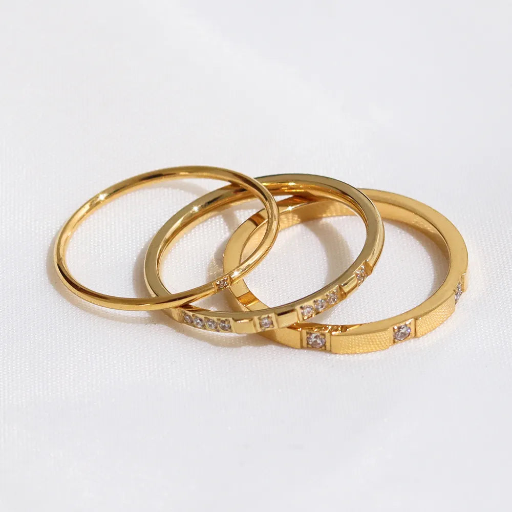 Minimalist Designer CZ 18K Gold Plated Rings