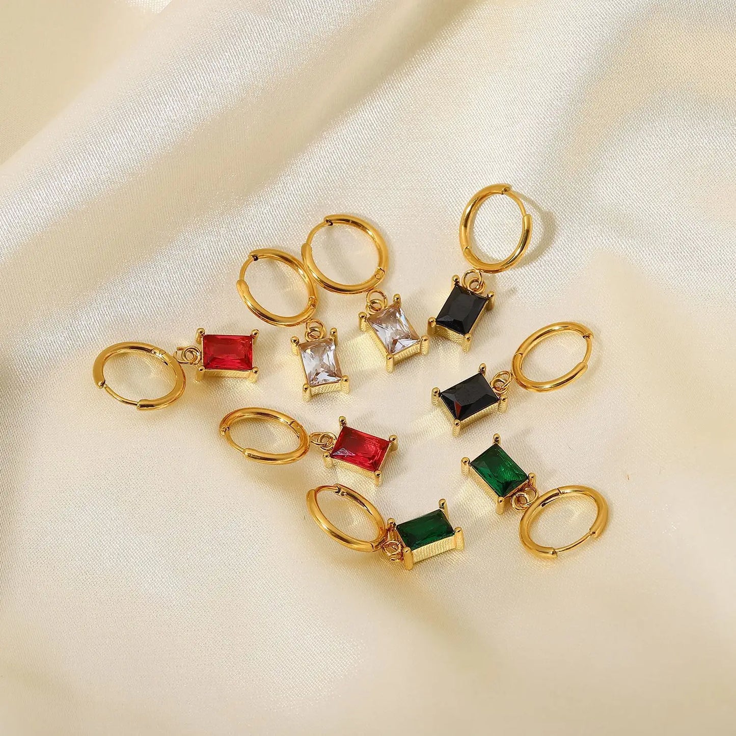 Mini Rectangle 18K Gold Plated Hoop Earrings
