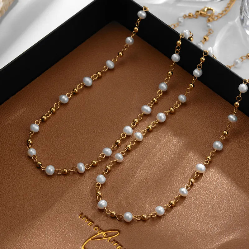 Freshwater Pearl Choker Necklace & Bracelet