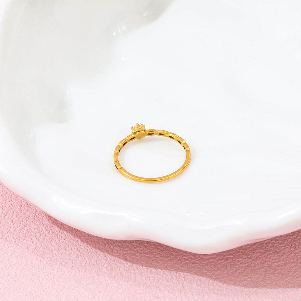Mini Zirconia Hollow Ring | 18K Gold Plated