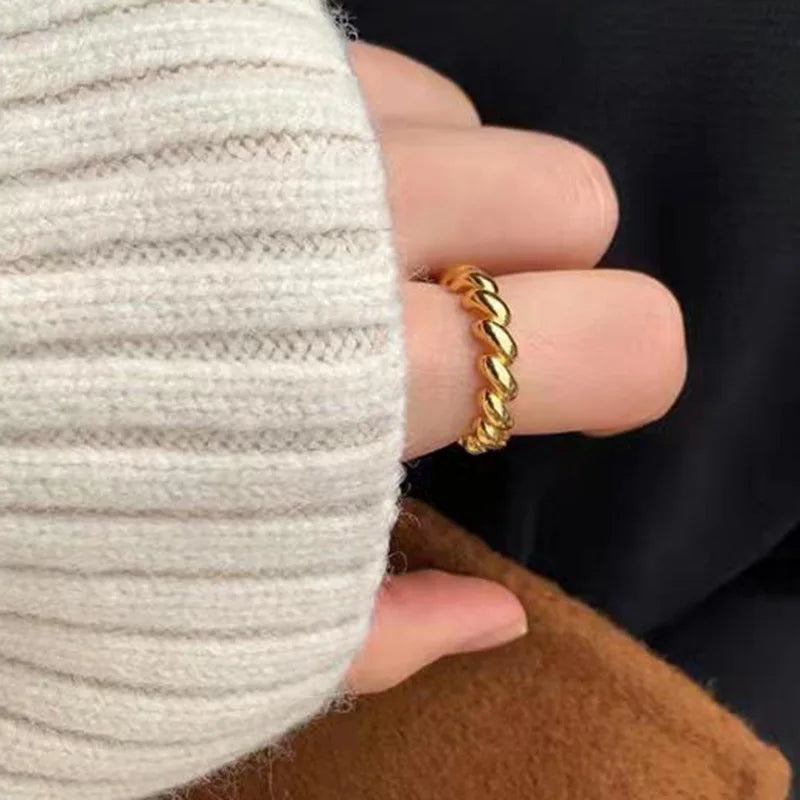 Cambered Surface 18K Gold Plated Ring