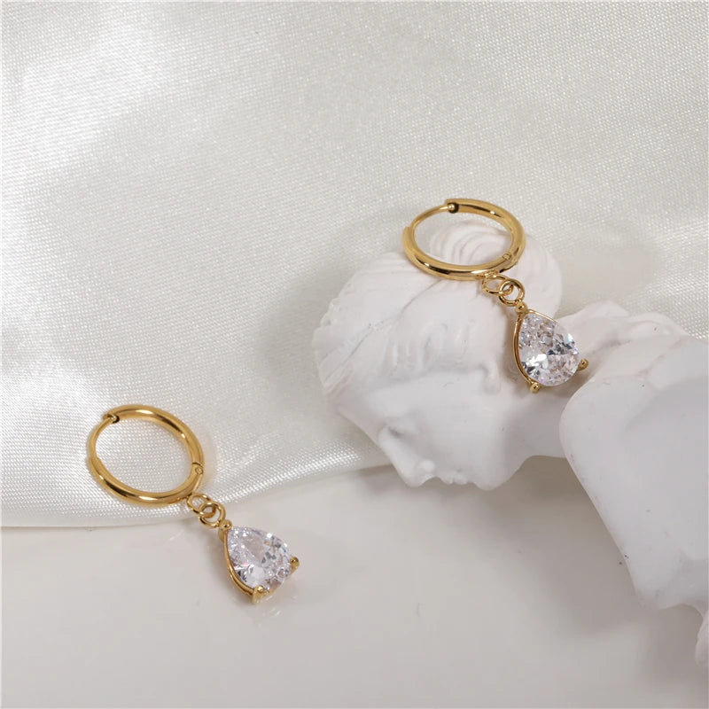 Water Drop 18K Gold Plated Hoop Earrings