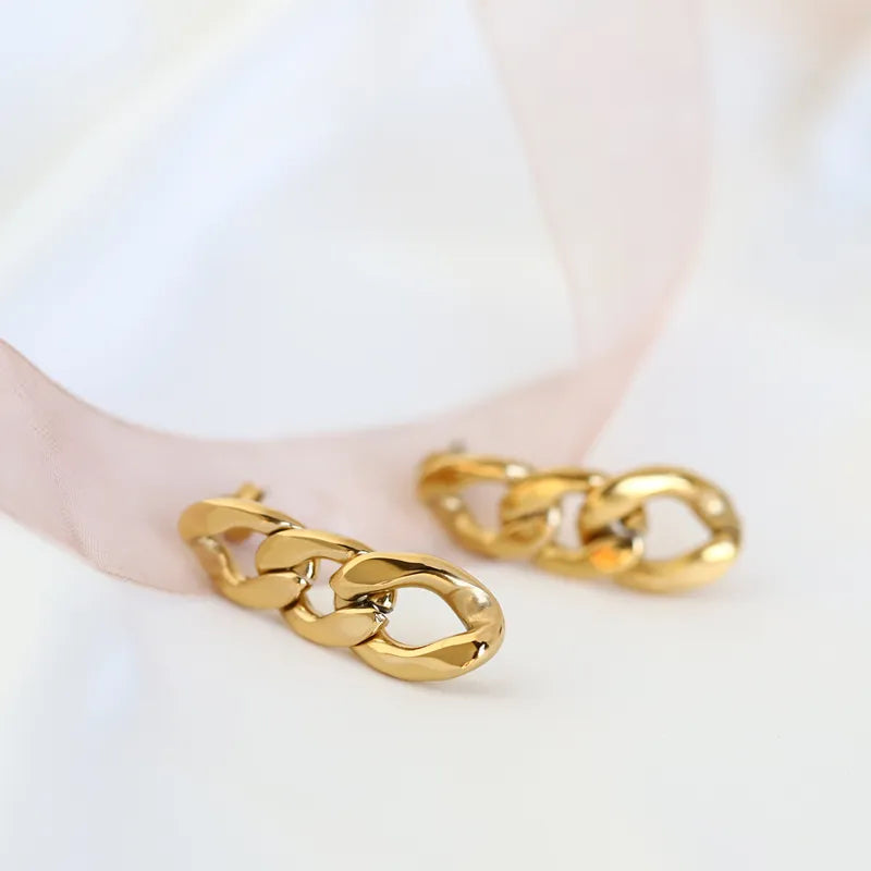 Link Chain 18K Gold Plated Drop Earrings