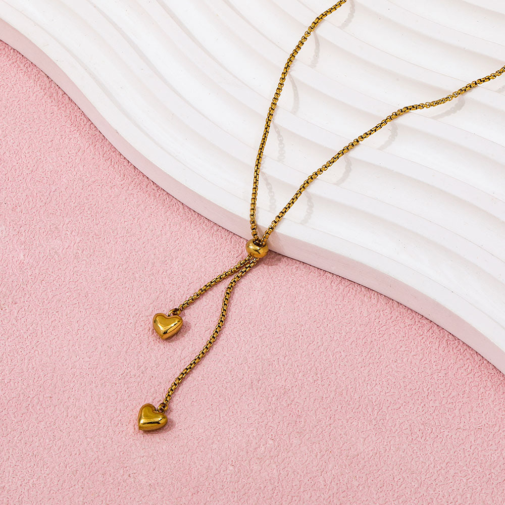 Heart Pendant Tassel Necklace | 18K Gold Plated