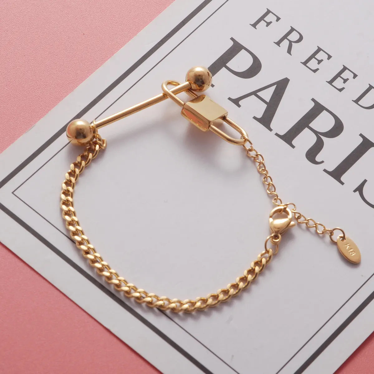 Thick Chunky 18K Gold Plated Lock Bracelet