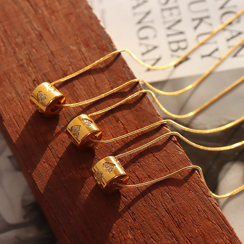 Hollowed Cylindrical Pendant Necklace | 18K Gold Plated