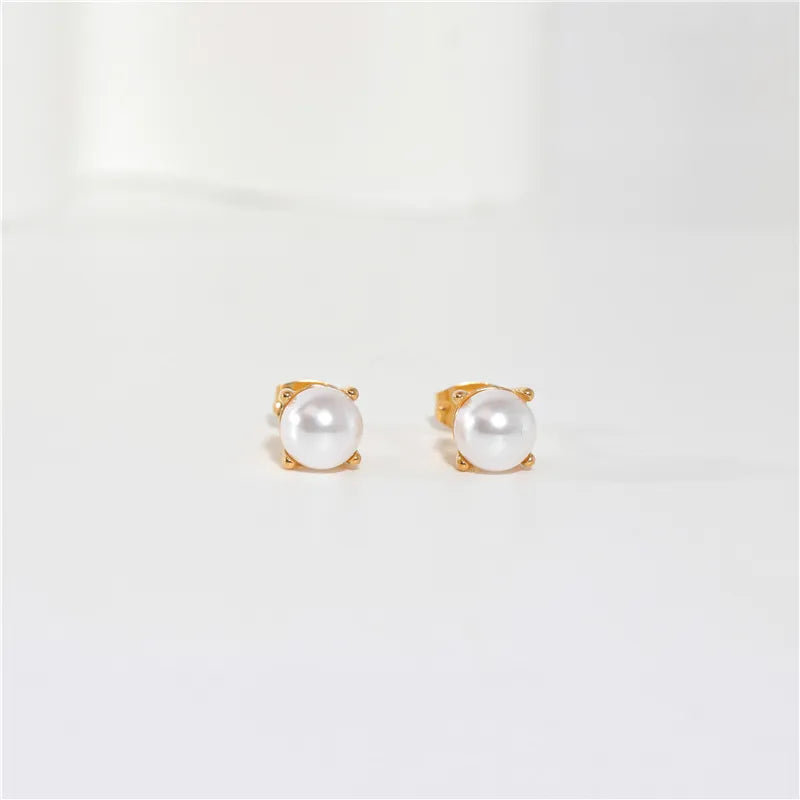 Pearl 18K Gold Plated Stud Earrings