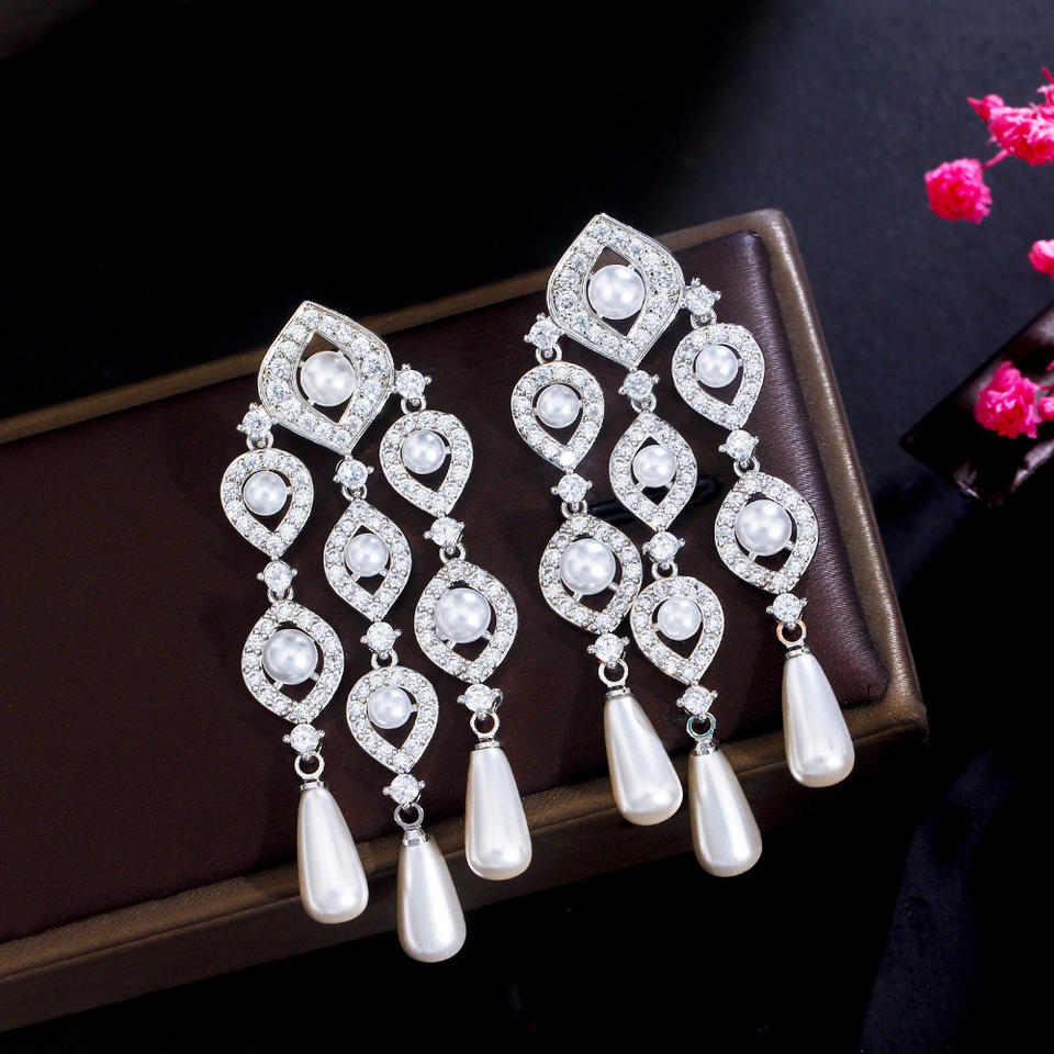 Chandelier Cubic Zirconia Drop Dangle Earrings