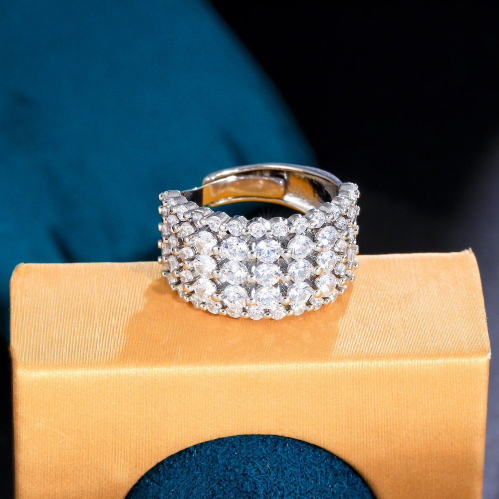 Tennis Paved Adjustable CZ Ring