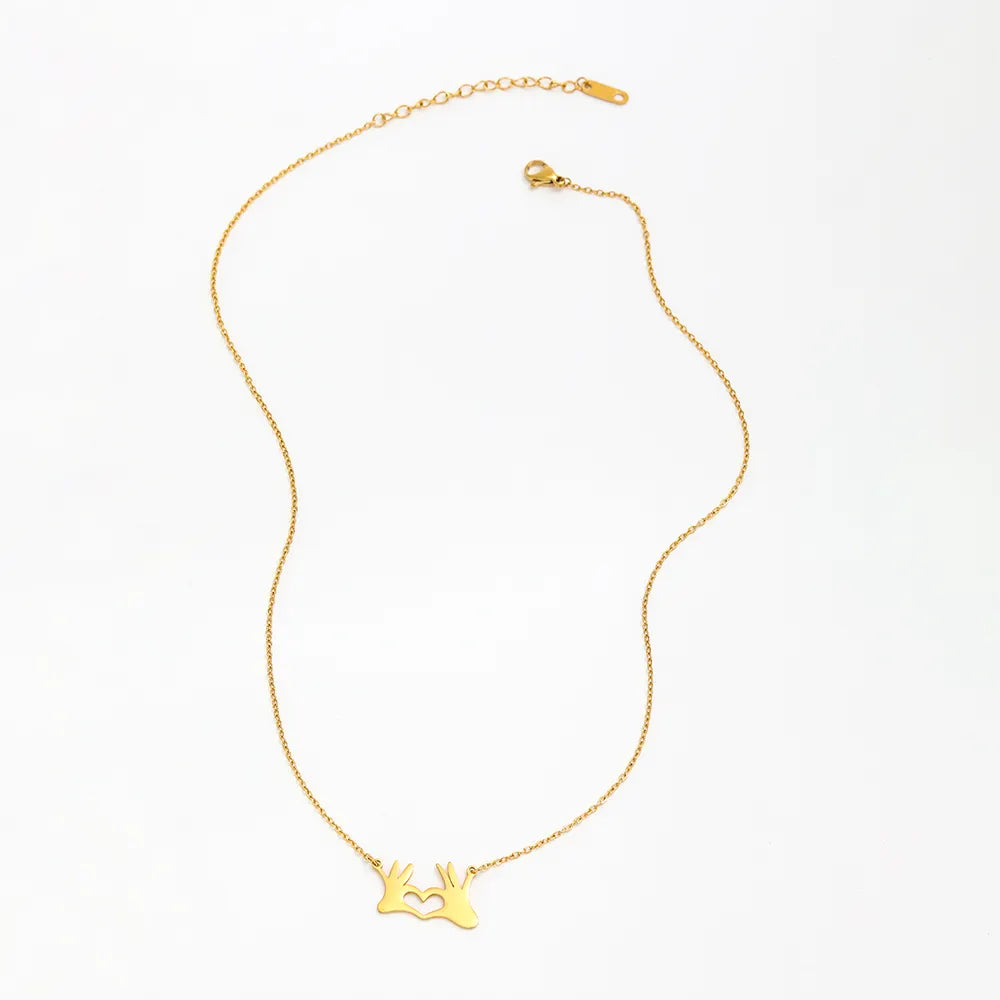 Cute Heart Gesture Pendant Necklace