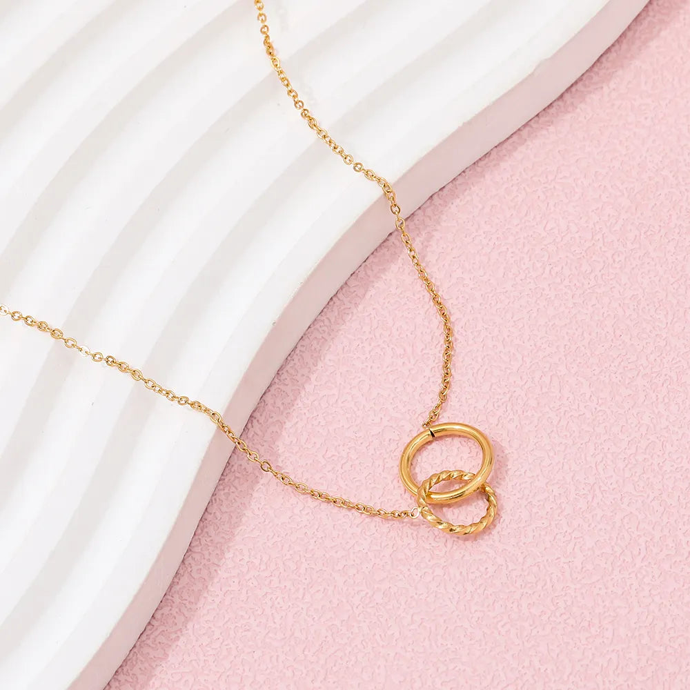Double Rings Forever 18K Gold Plated Necklace