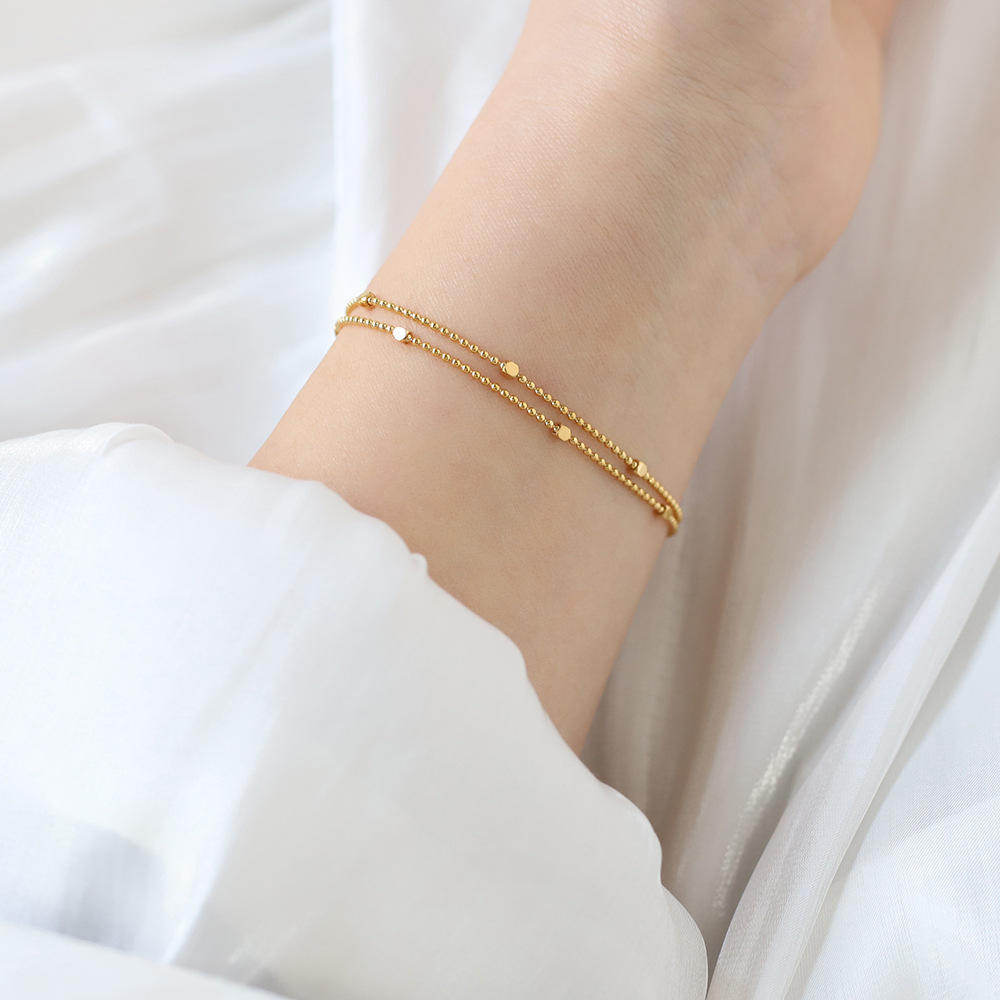 Double Layer Bead Chain Bracelet | 18K Gold Plated