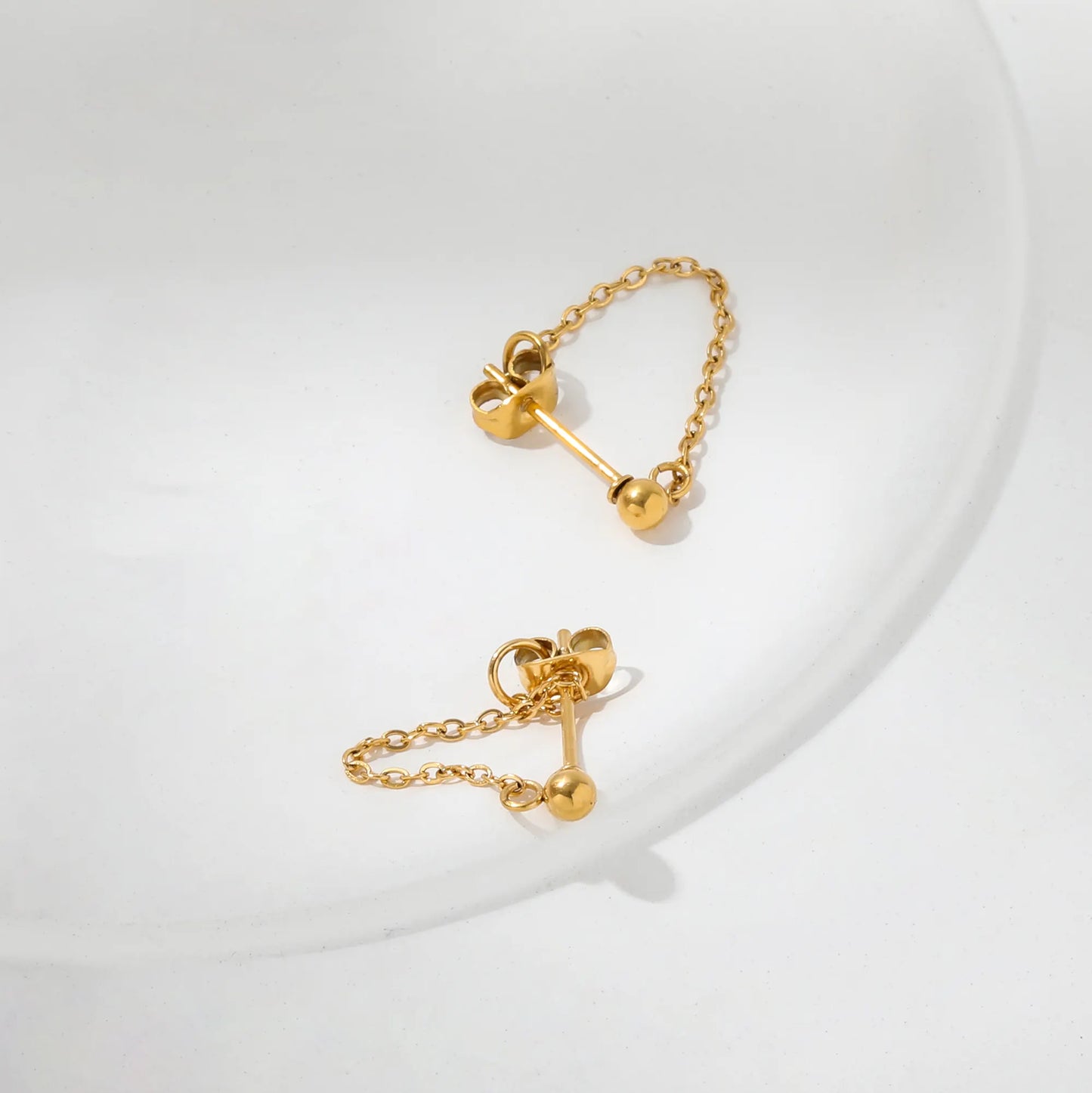 Chain Drop 18K Gold Plated Stud Earrings