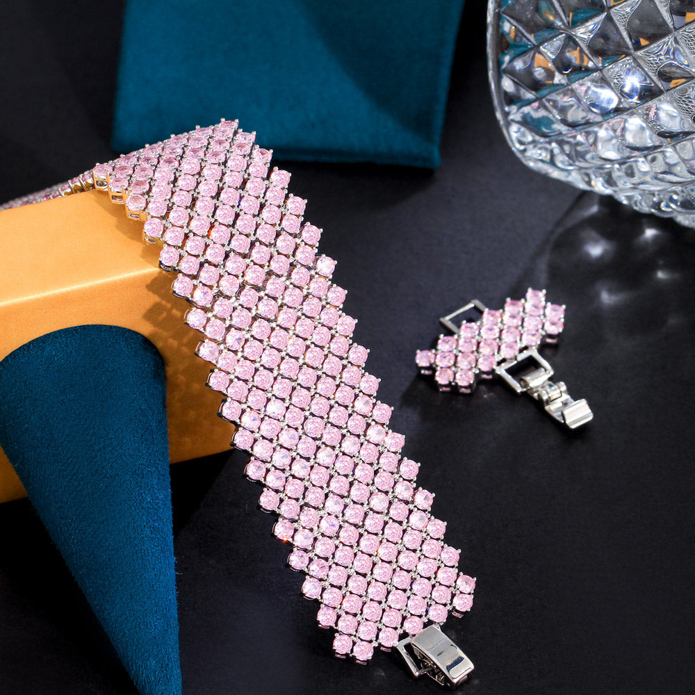 Wide Paved Cubic Zirconia Tennis Bracelet