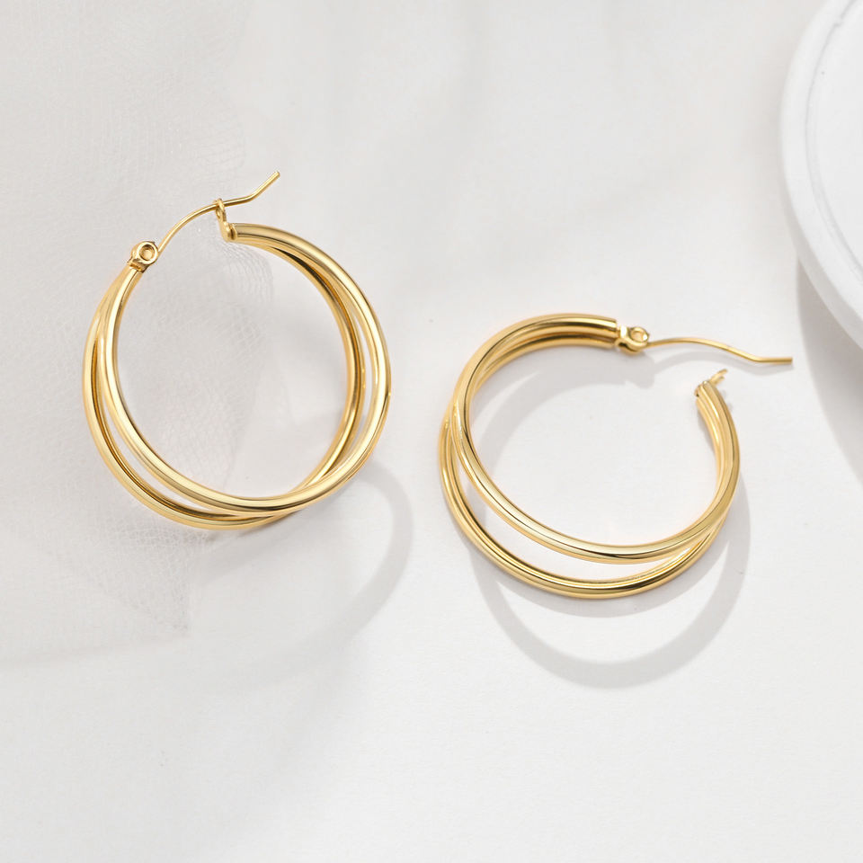 Hollow Tube 18K Gold Plated Hoop Earrings
