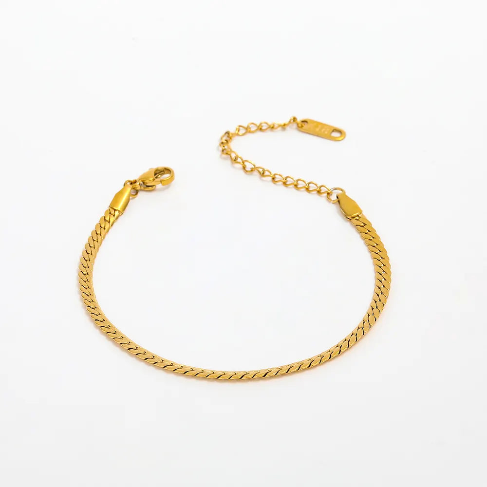 Herringbone 18K Gold Plated Chain Bracelet