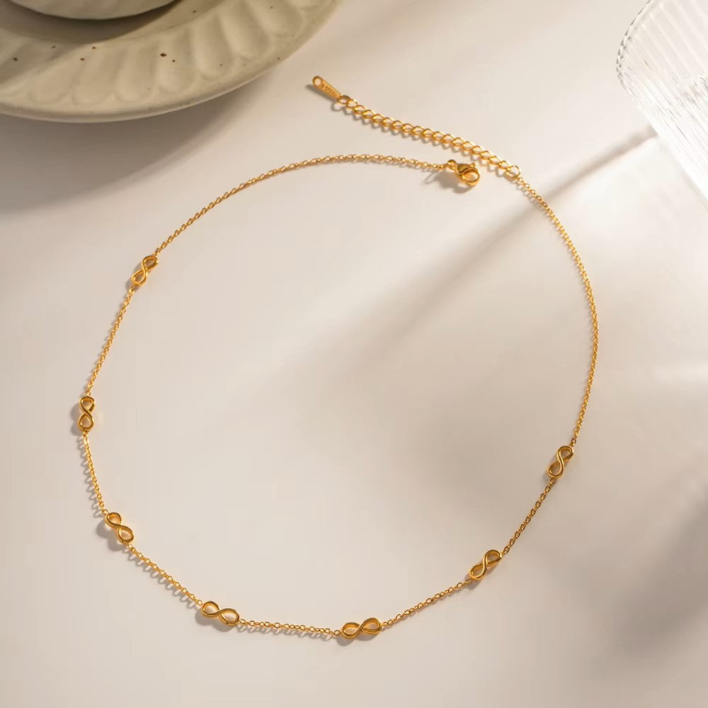 Infinity Sign Necklace and Bracelet | 18K Gold Plated