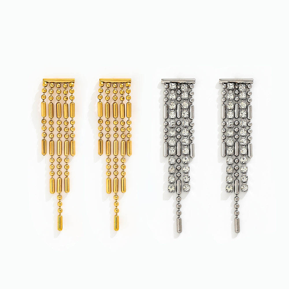 Bead Curtains Tassel Earrings | 18K Gold Plated