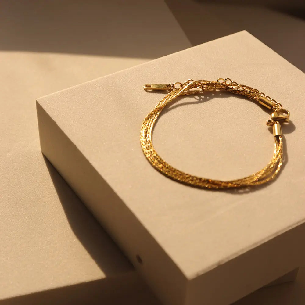 Multi-layered 18K Gold Plated Chain Bracelet