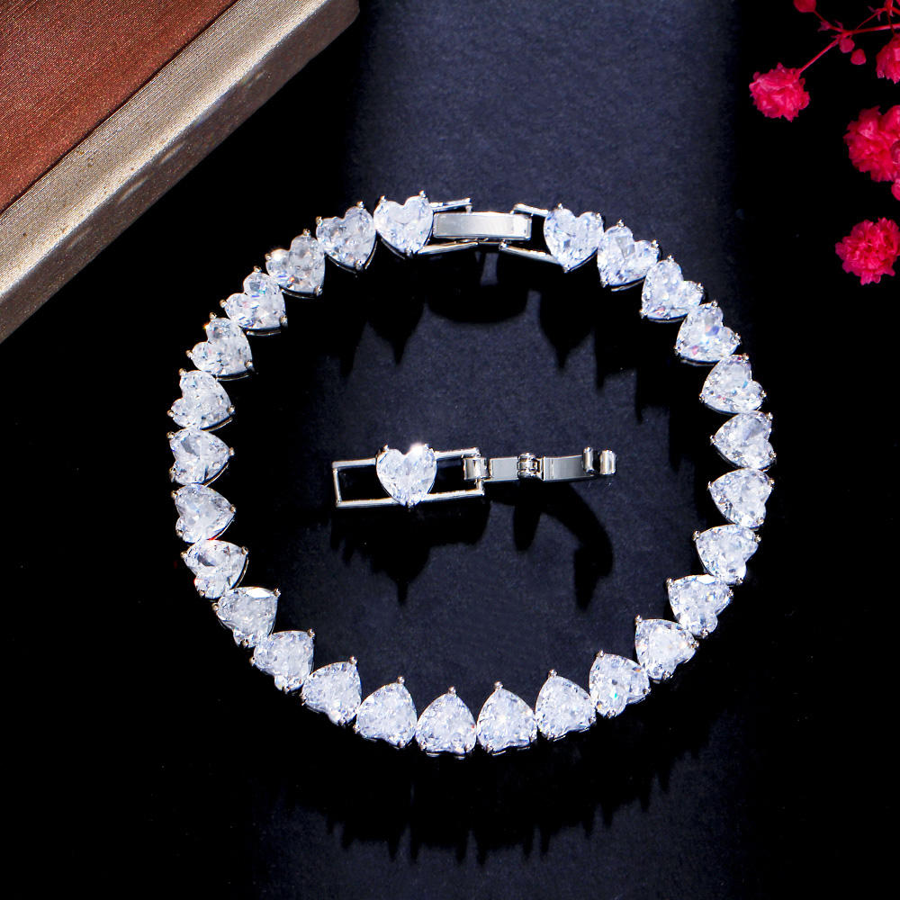 Love Heart Shape Tennis Bracelet | Cubic Zirconia