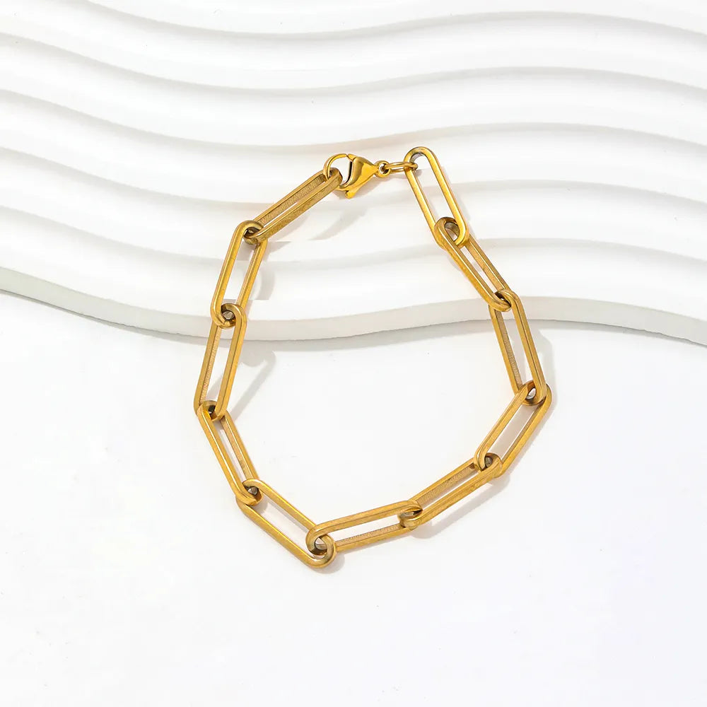 Paper Clip Adjustable 18K Gold Plated Bracelet