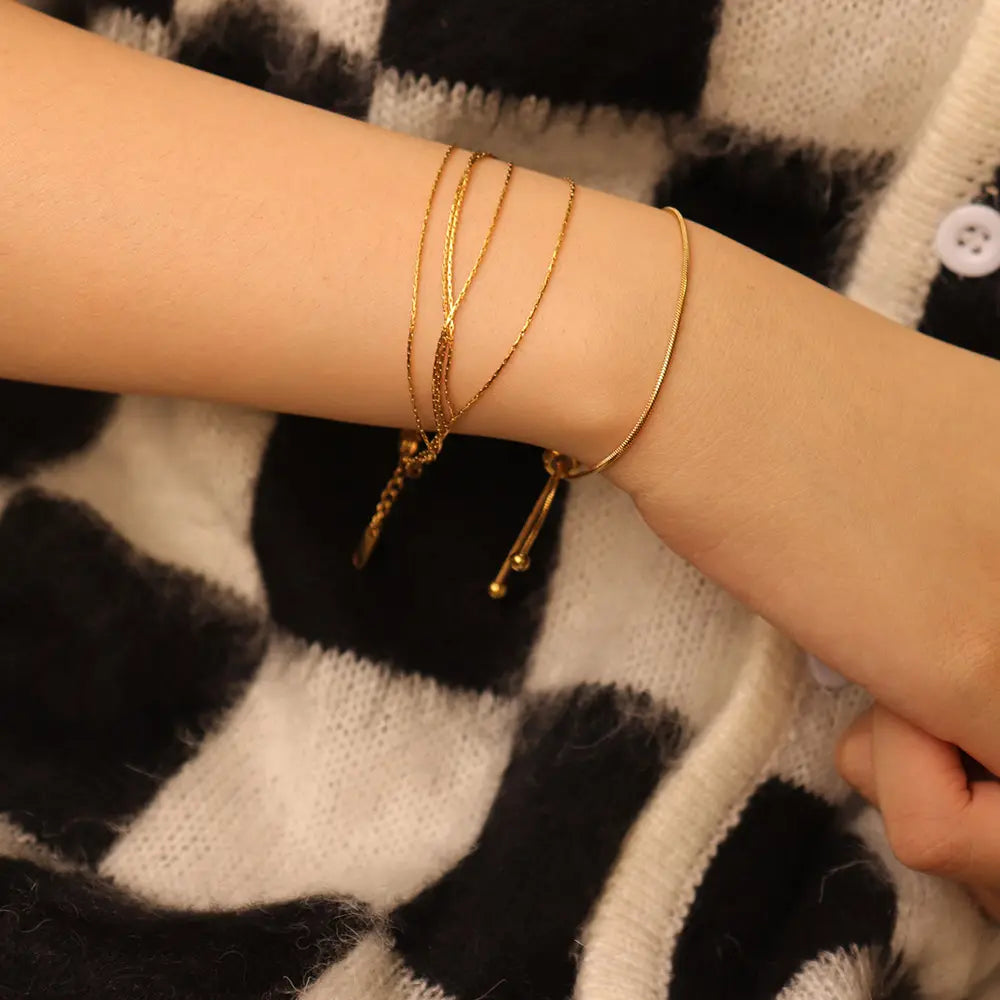 Multi-layered 18K Gold Plated Chain Bracelet
