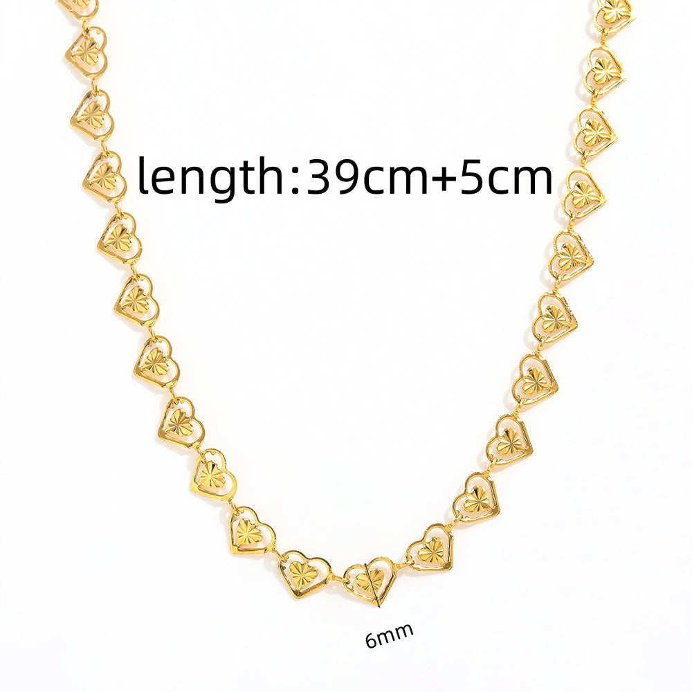 Love Heart Burst Hollow Necklace Bracelet Set