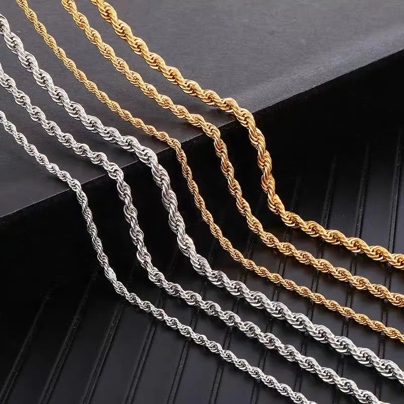 Simple Rope Chain 18K Gold Plated Necklace