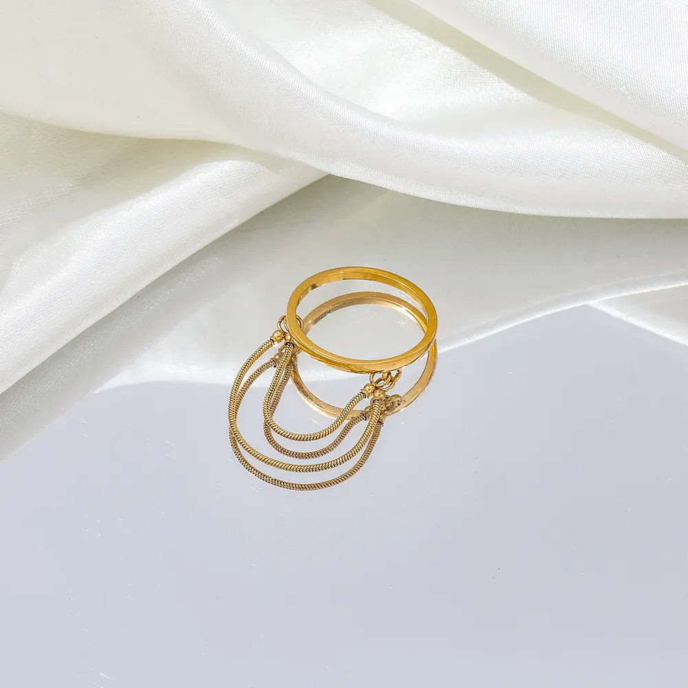 Double-layer 18K Gold Plated Snake Chain Ring