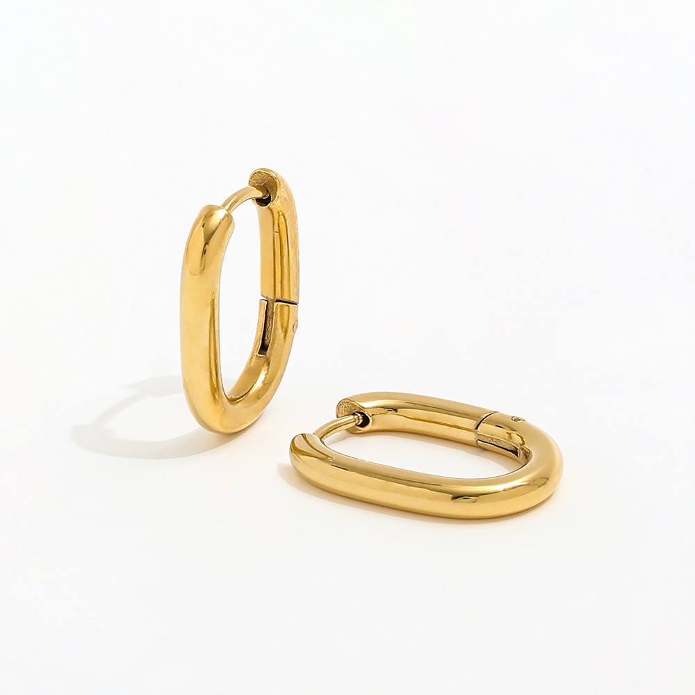 Oval Vintage Hoop Earrings | 18K Gold Plated