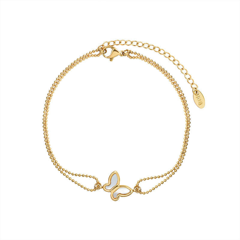 White Seashell Butterfly Anklet