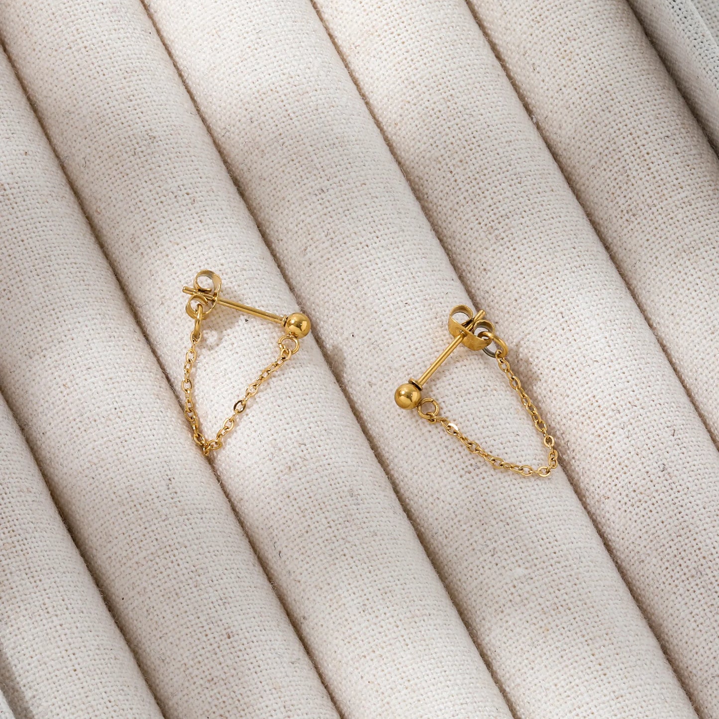 Chain Drop 18K Gold Plated Stud Earrings