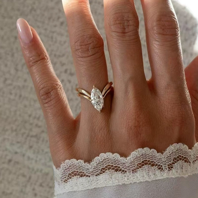 Double-layer CZ Ring | 18K Gold Plated