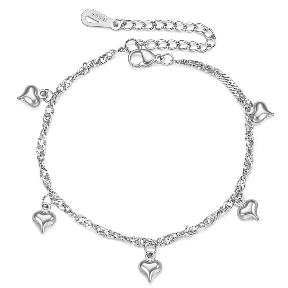 Love Heart 18K Gold Plated Charm Bracelet