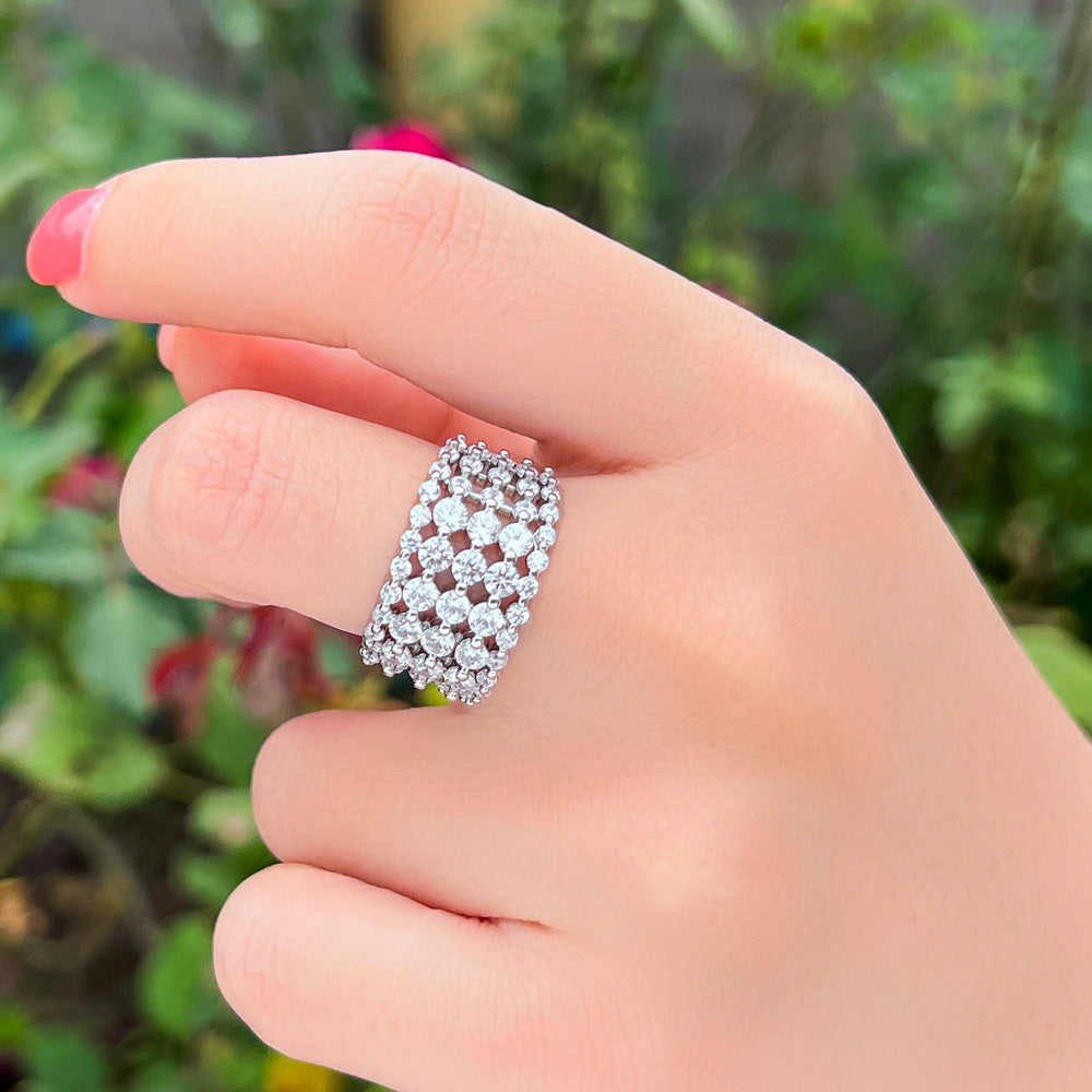 Tennis Paved Adjustable CZ Ring