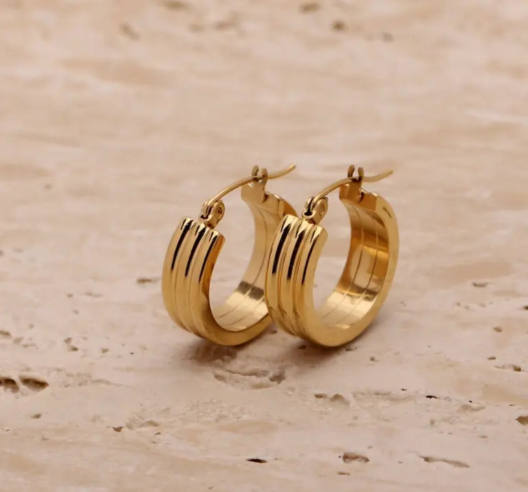 Layer Style 18K Gold Plated Hoop Earrings