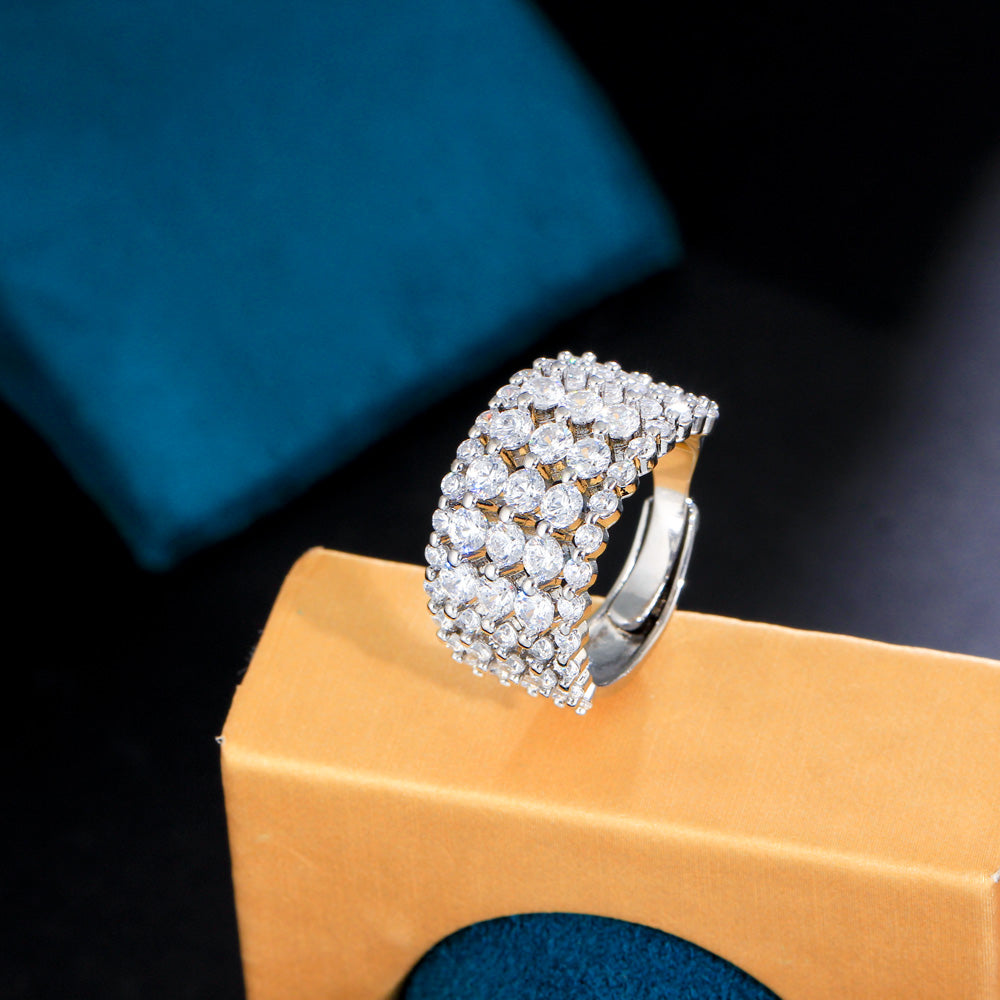 Tennis Paved Adjustable CZ Ring