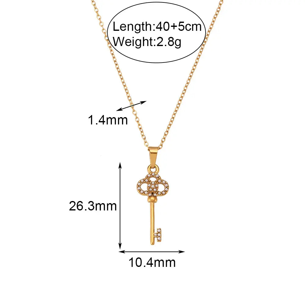 Hollow Key 18K Gold Plated Necklace