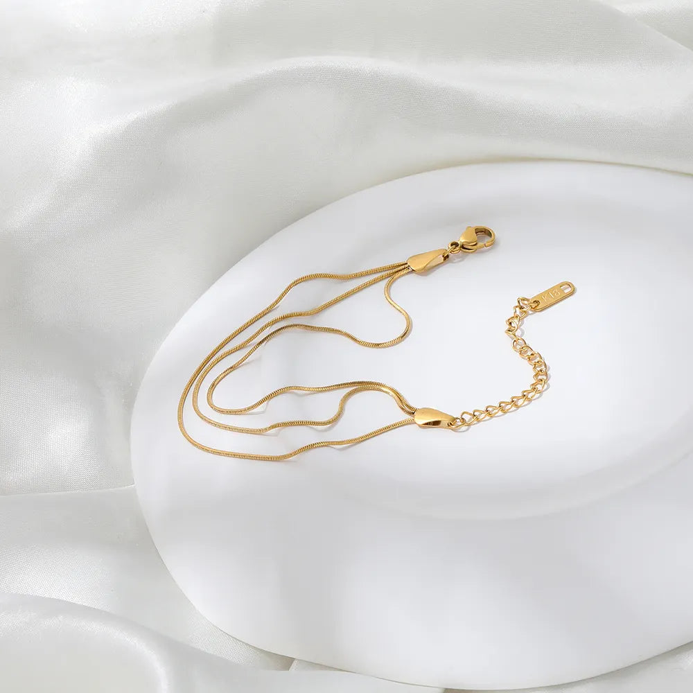 Simple Multilayer 18K Gold Plated Bracelet