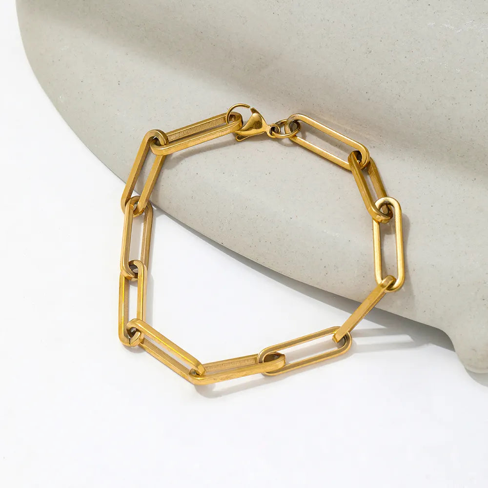Paper Clip Adjustable 18K Gold Plated Bracelet