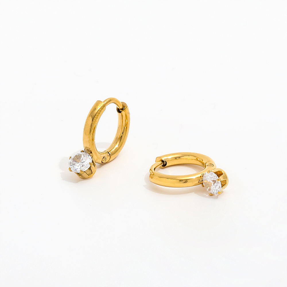 CZ Huggie Earrings | 18K Gold Plated