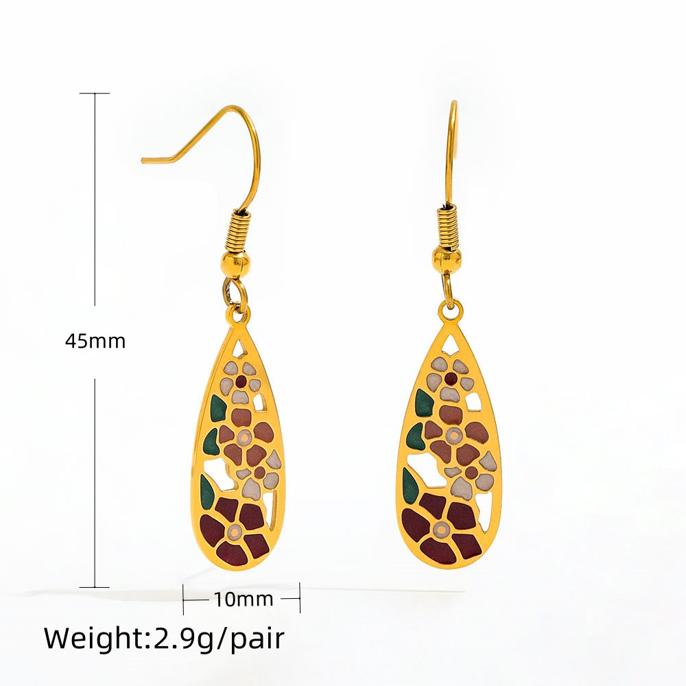 Colorful Drop Earrings | 18K Gold Plated