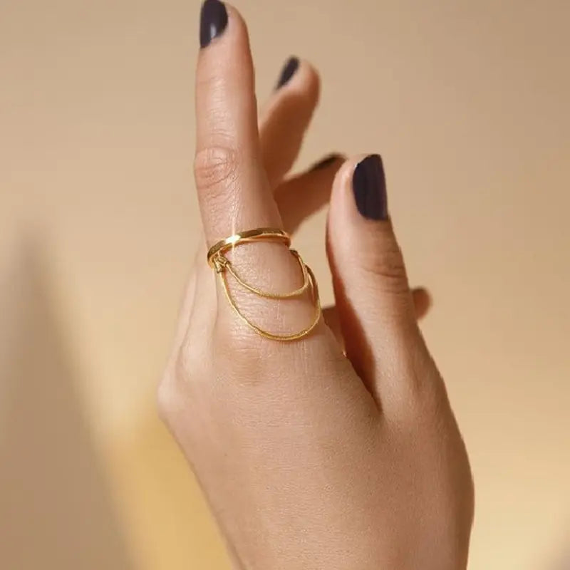 Double-layer 18K Gold Plated Snake Chain Ring
