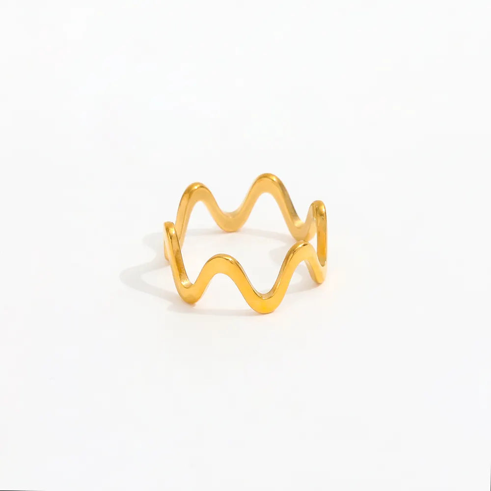 Simple Minimalist 18K Gold Plated Wave Ring