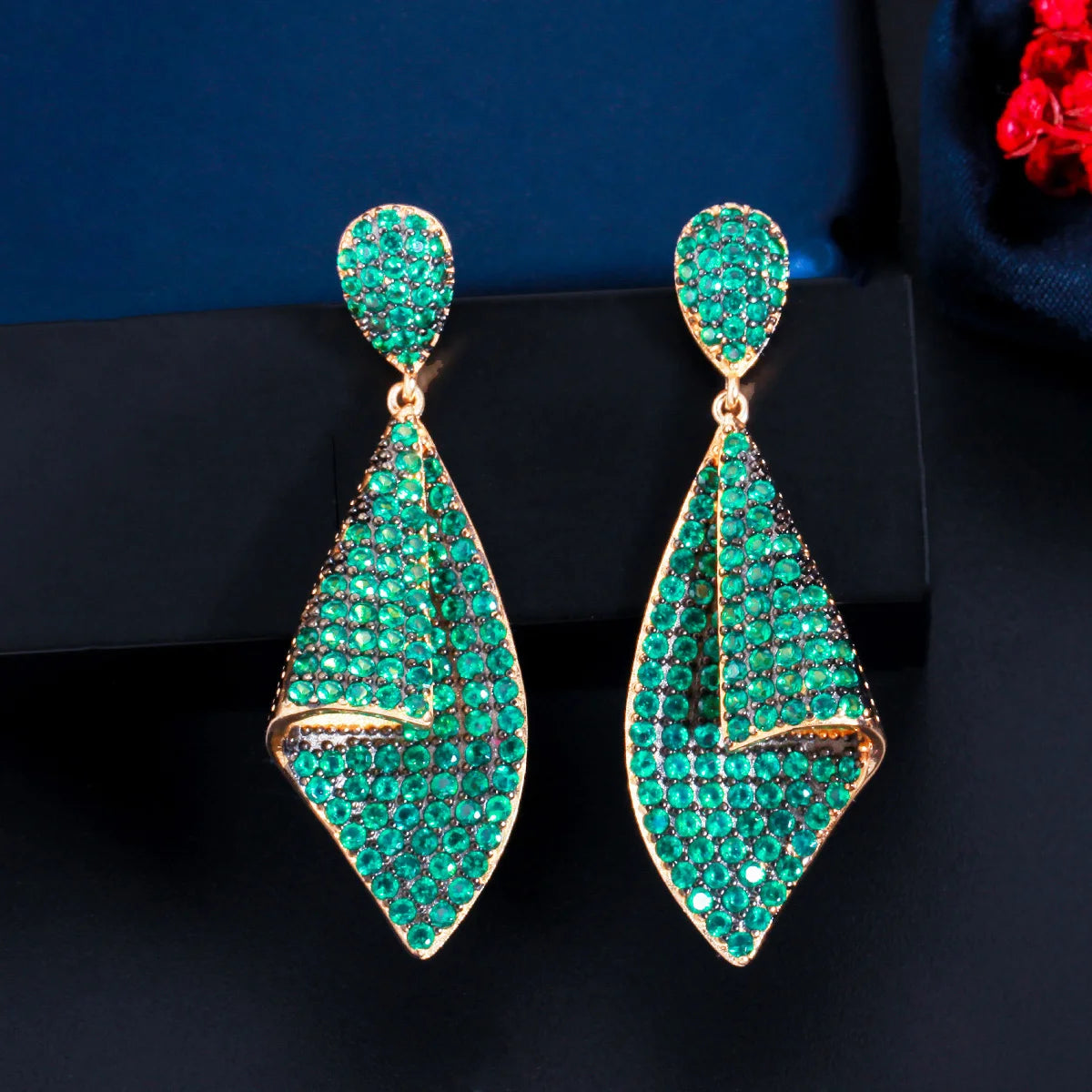 Two Tone Micro Pave Drop Earrings | Cubic Zirconia
