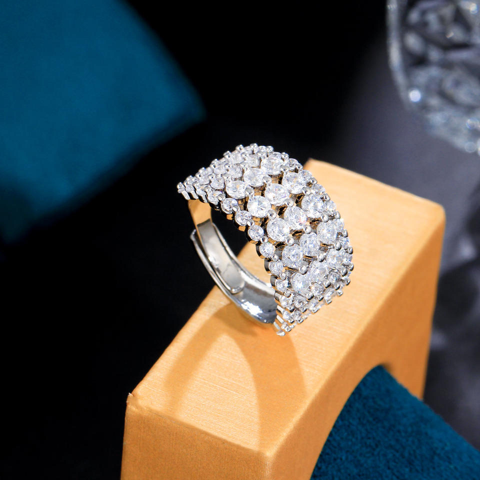 Tennis Paved Adjustable CZ Ring