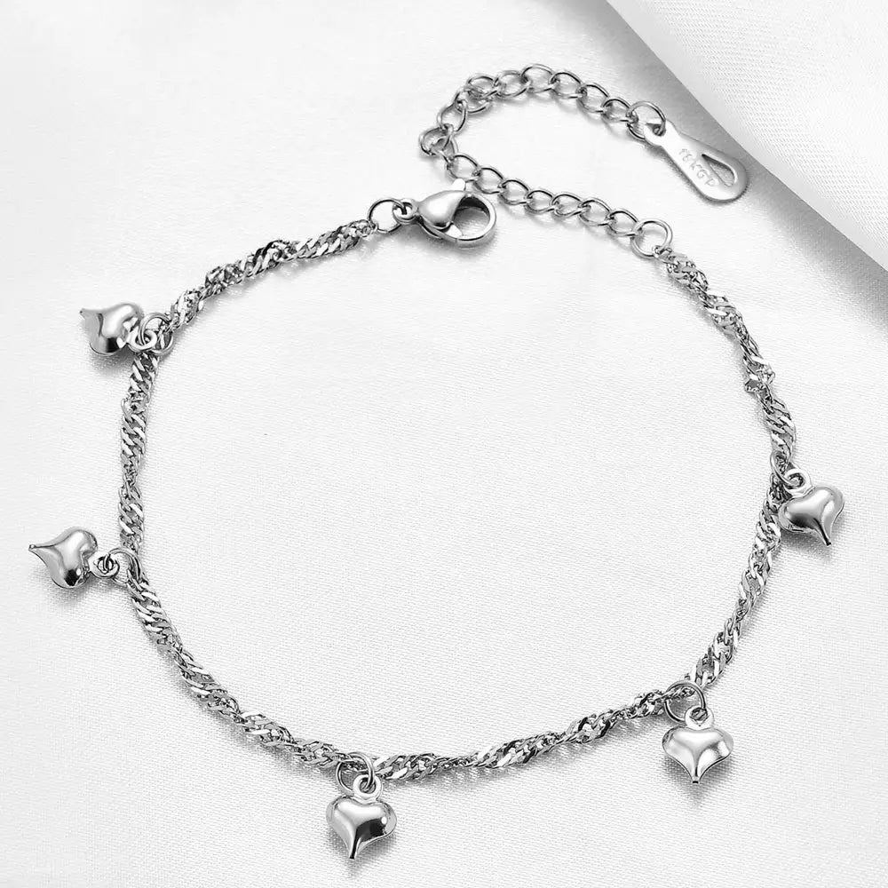Love Heart 18K Gold Plated Charm Bracelet
